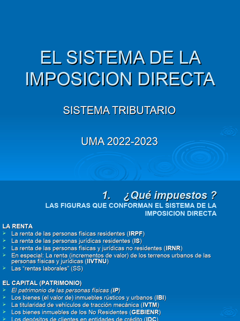 Sistema Imposicion Directa Alumnos | PDF | Impuestos | Bienes (Ley)