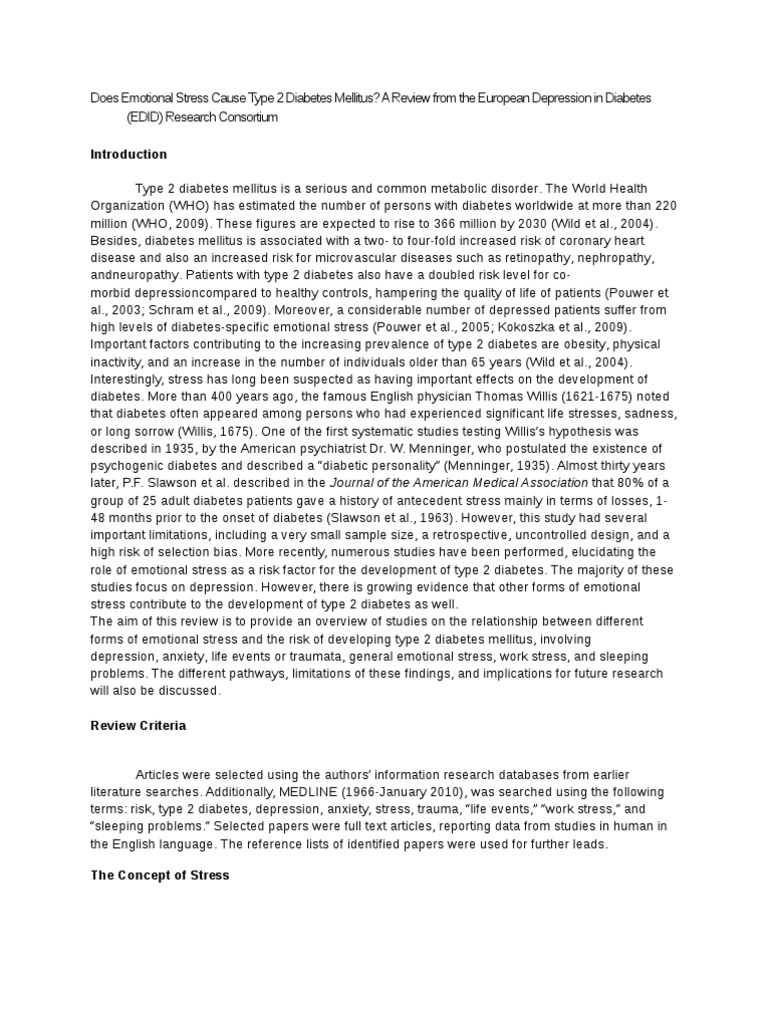 Does Emotional Stress Cause Type 2 Diabetes Stress Biology Self