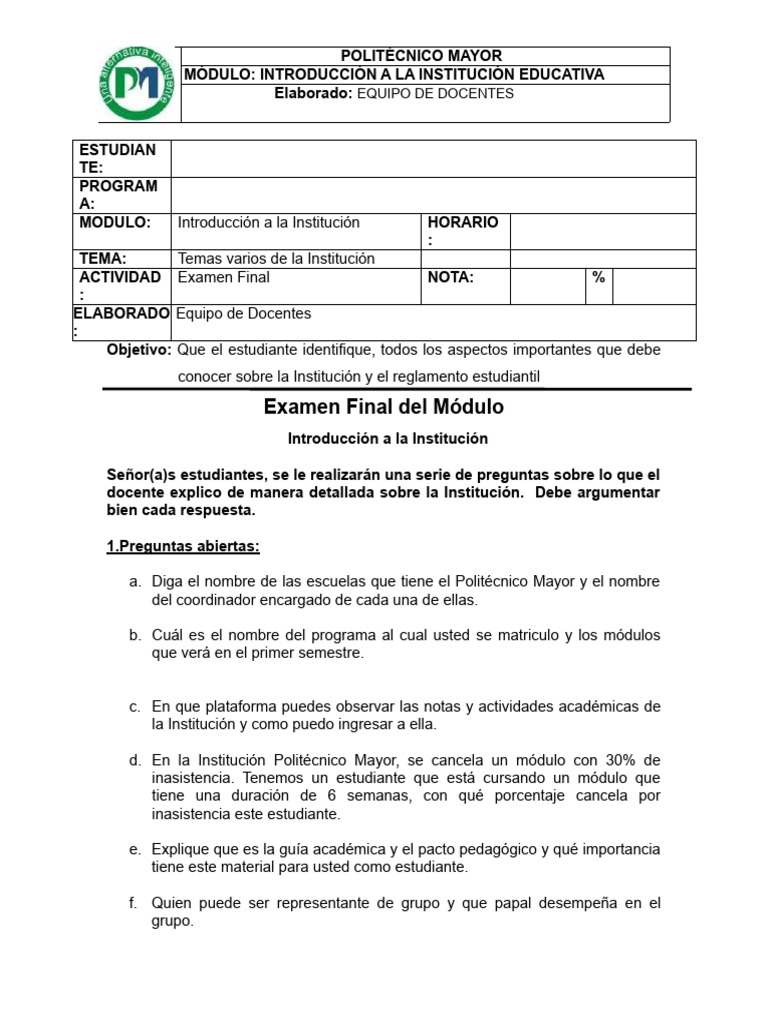 Módulo Introducción Politécnico Mayor | PDF
