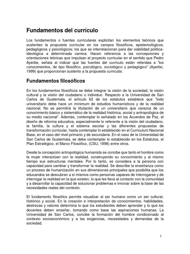 Fundamentos del Currículo Educativo | PDF | Plan de estudios | Aprendizaje
