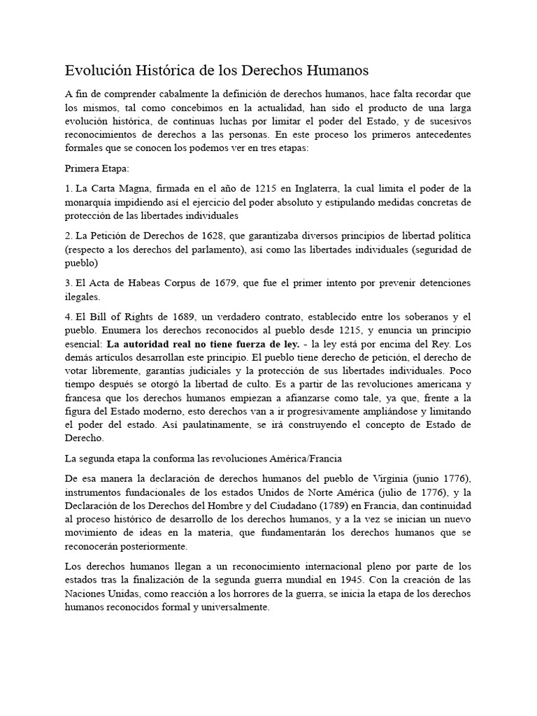 Evolución Histórica de Los Derechos Humanos | PDF | Derechos humanos ...