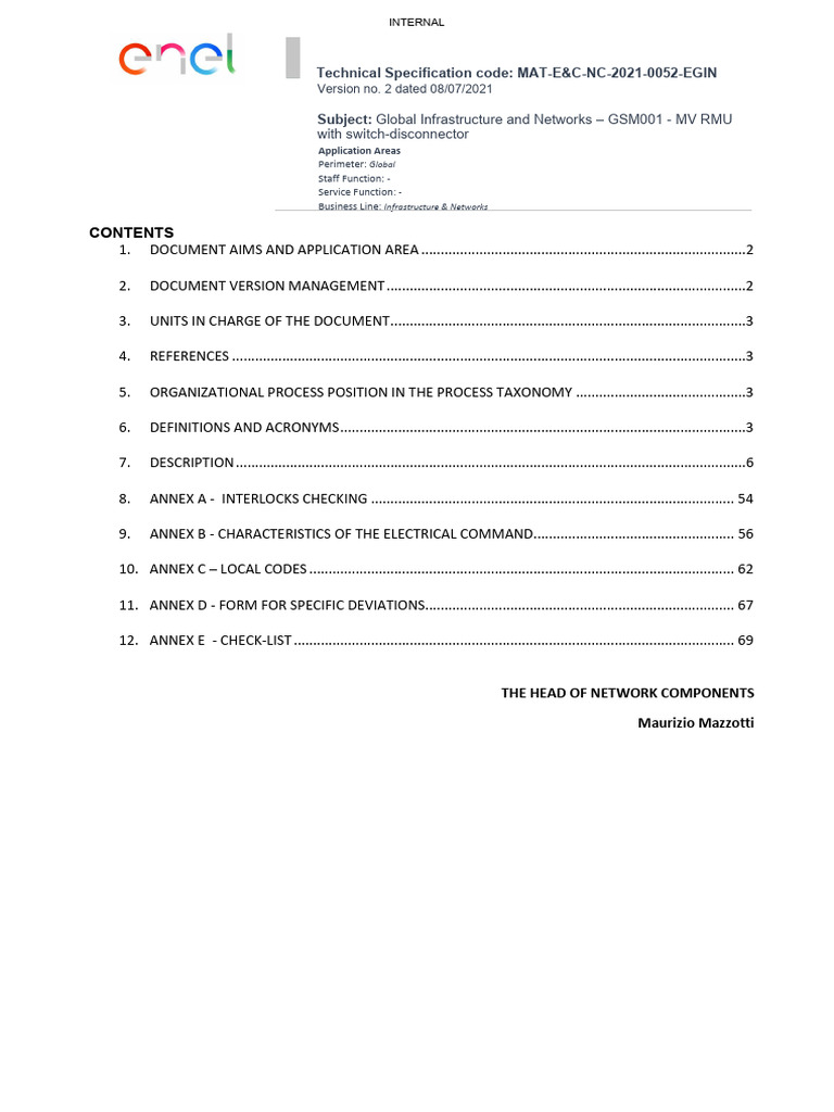 MV RMU Technical Specification Document | PDF | Fuse (Electrical ...