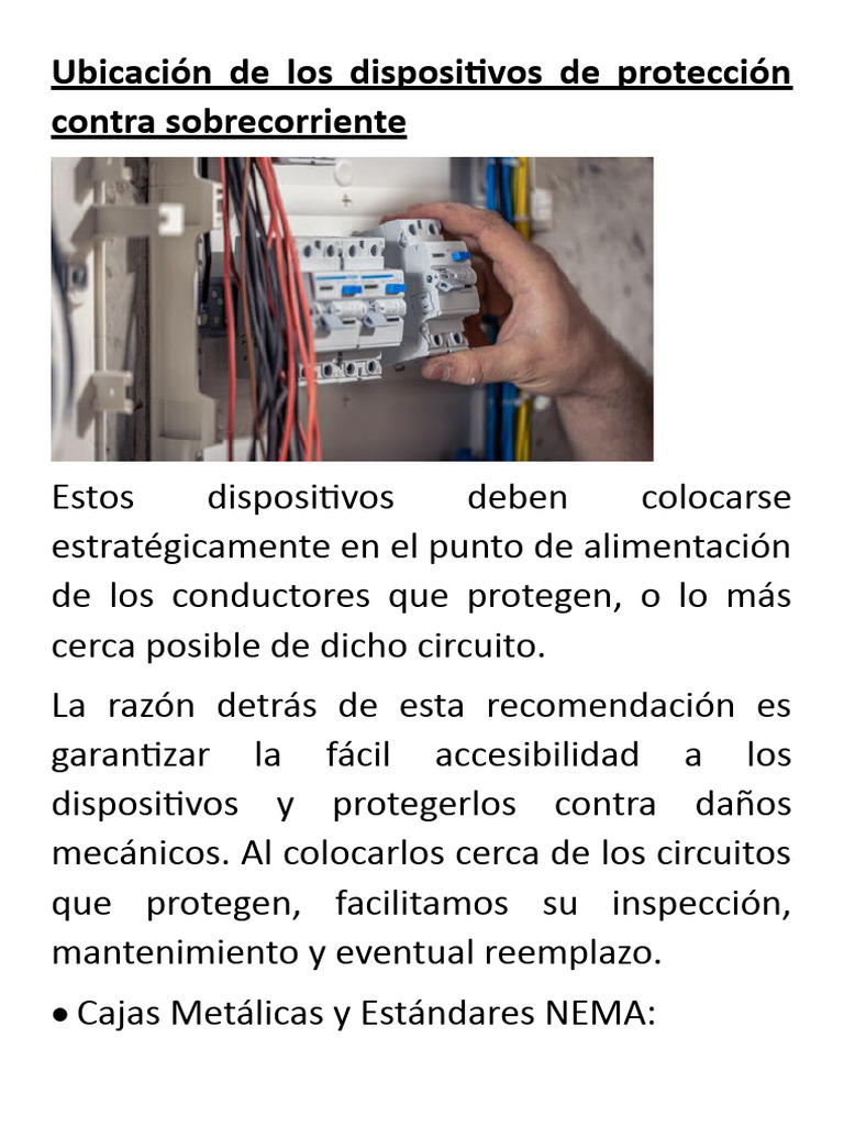 Ubicacion de Los Dispositivos de Proteccion Contra Sobrecorrientes