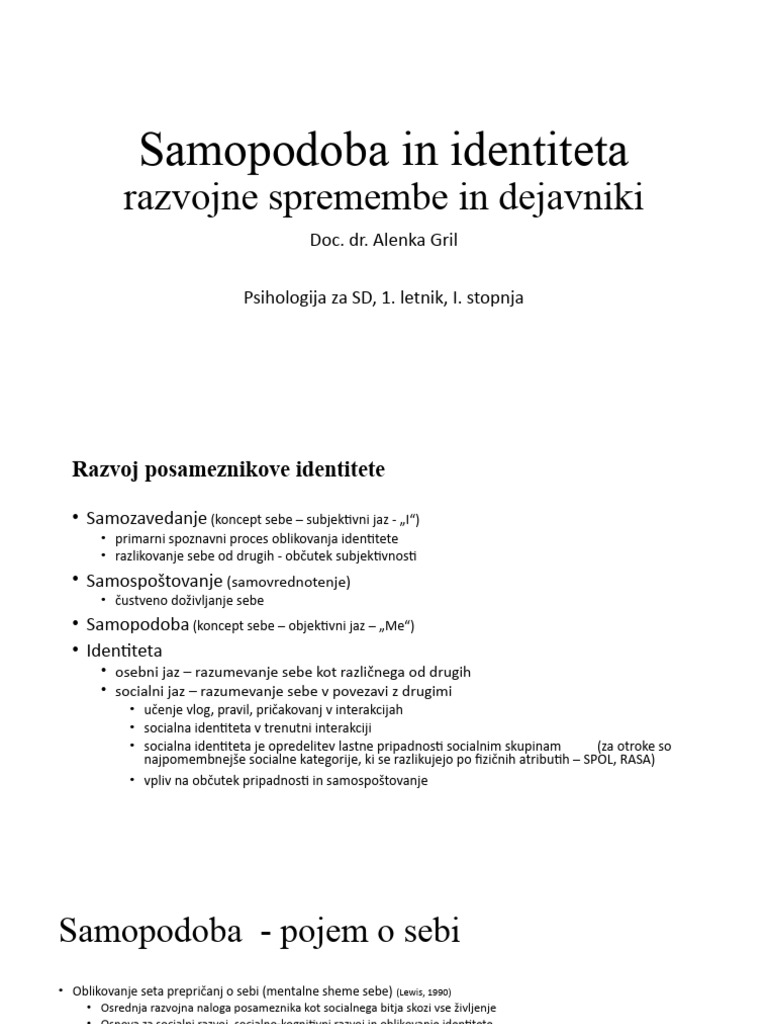 Samopodoba in Identiteta | PDF