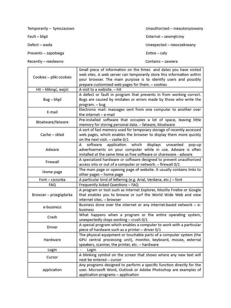 23 24 Jezyk Angielski Zawodowy Slownictwo | PDF
