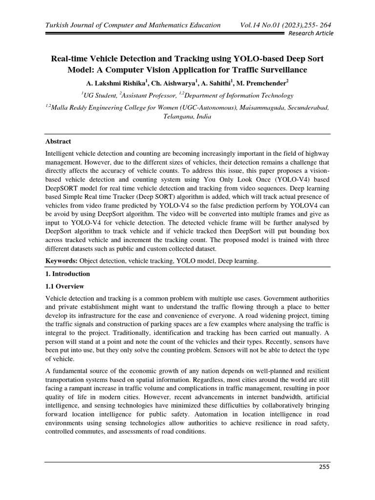 YOLO-Based Vehicle Detection and Tracking | PDF | Deep Learning ...