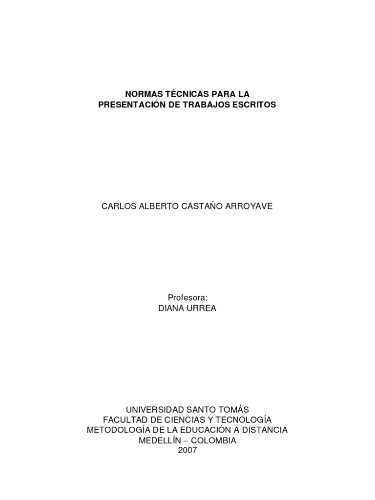 Trabajo Escrito - Normas para La Presentación de Trabajos Escritos | PDF |  Bibliografía | Publicación