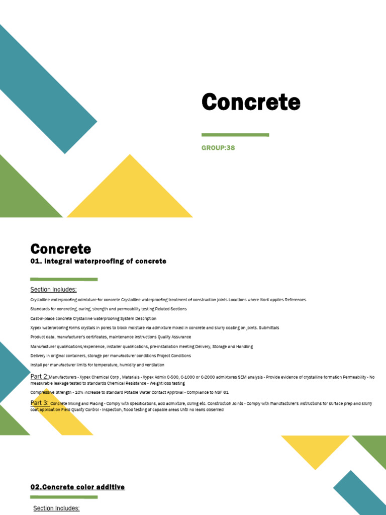 Concrete Waterproofing & Additives | PDF | Technology & Engineering
