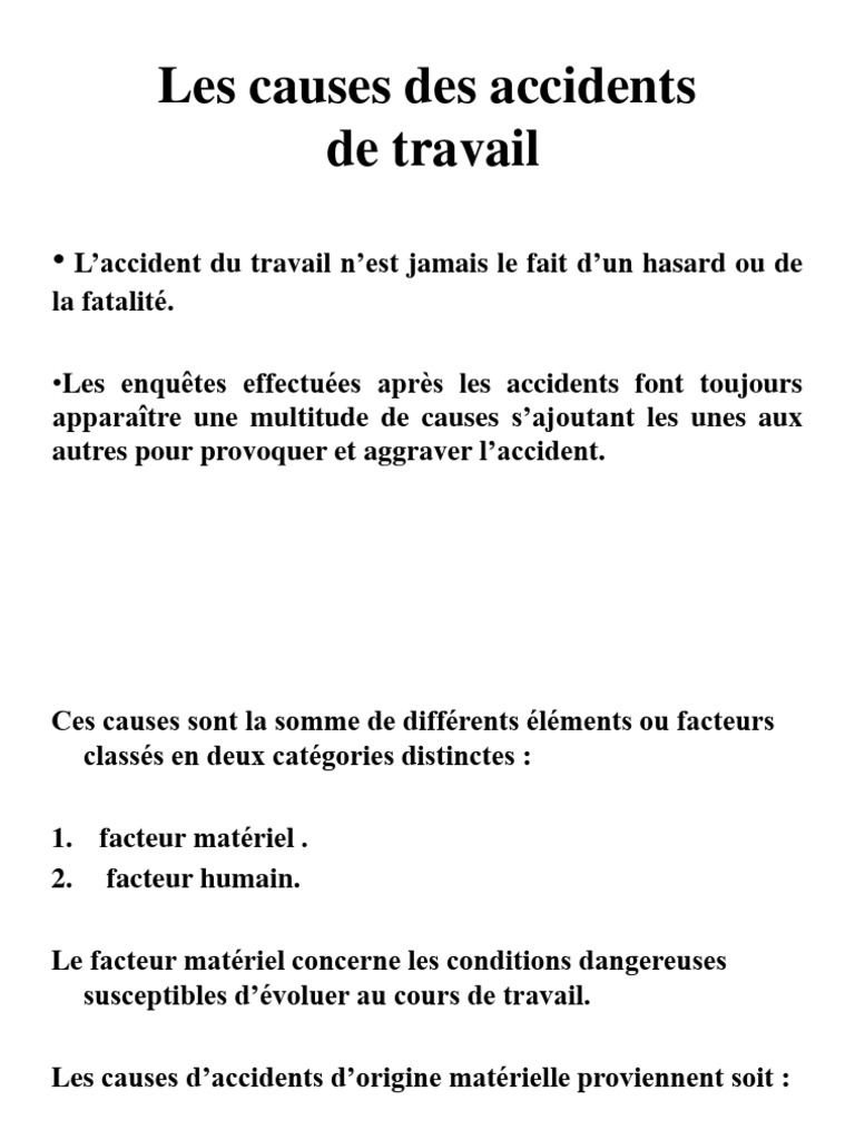 Causes des accidents de travail | PDF