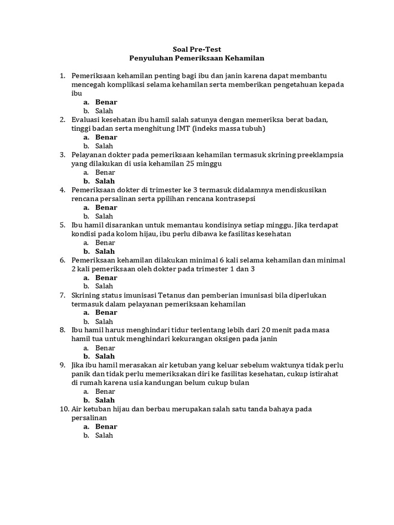 Pre test post test pdf