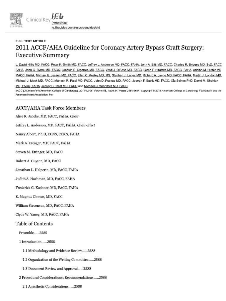 Coronary Artery Bypass Graft Study | PDF
