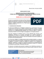 Circular DP #23/20 Fecha de Solicitud de Prestaciones Turnos Sin Presentacion de Titular