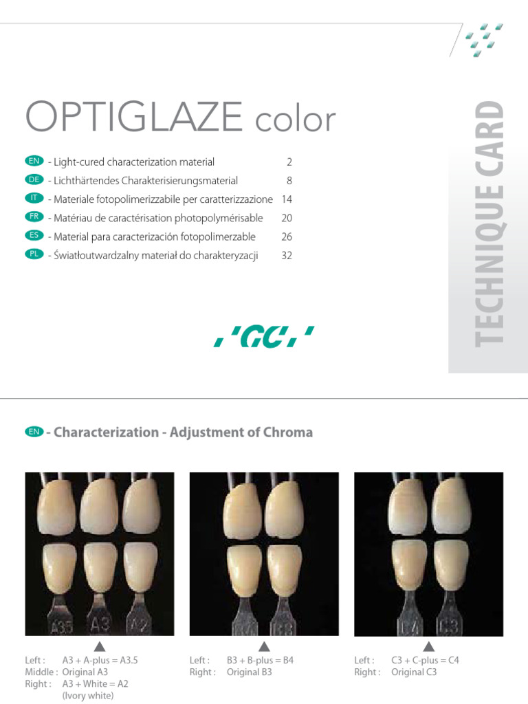OPTIGLAZE Color Characterization Guide | PDF | Materials