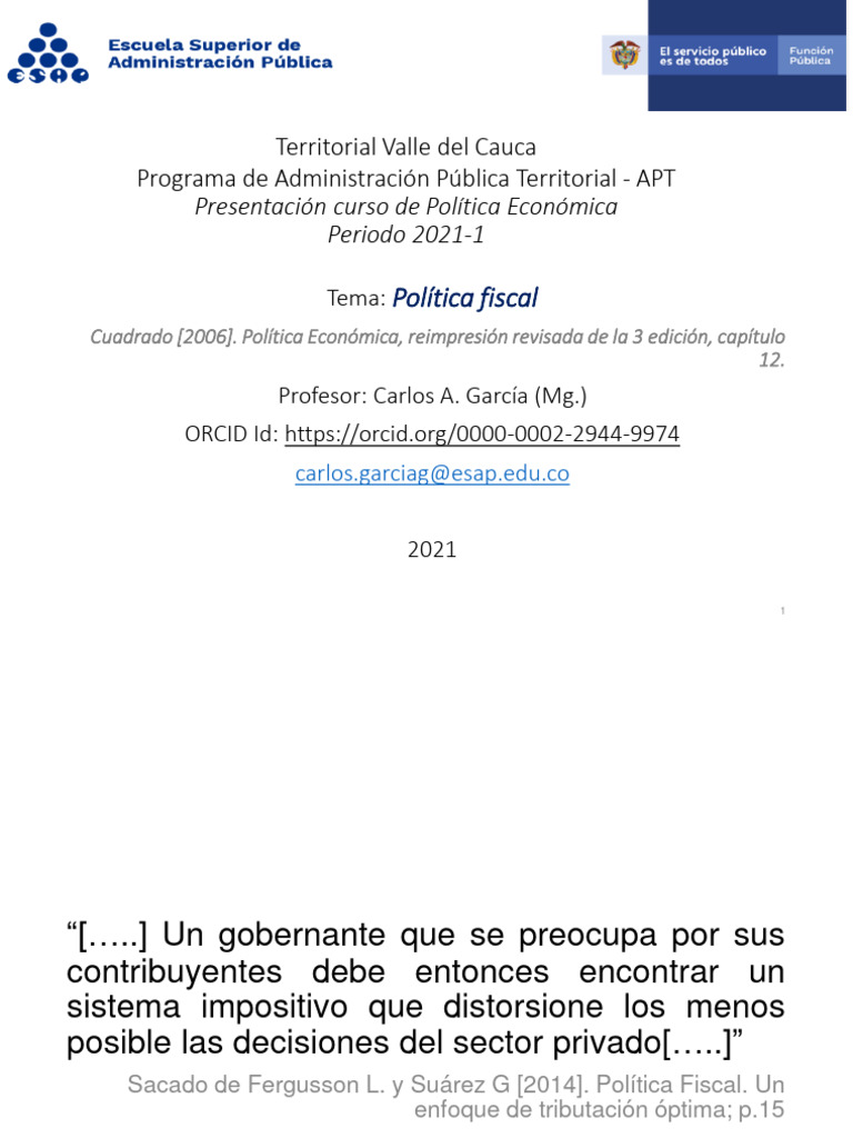 Fundamentos de Política Fiscal en Colombia | PDF | La política fiscal ...