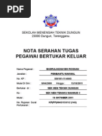 Contoh Nota Serah Tugas Kakitangan Awam (Guru)