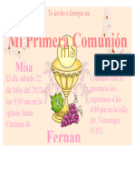 Invitacion Primera Comunion Fernanda