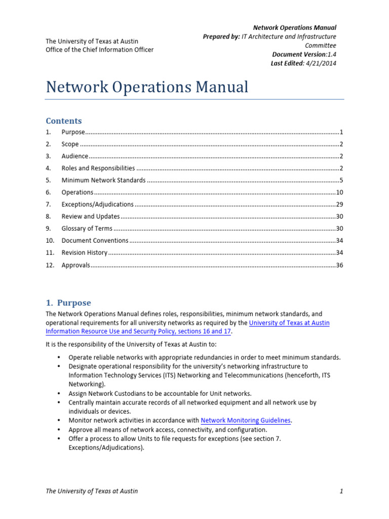 Network Operations Manual: Committee | PDF | Computer Network | Wi Fi