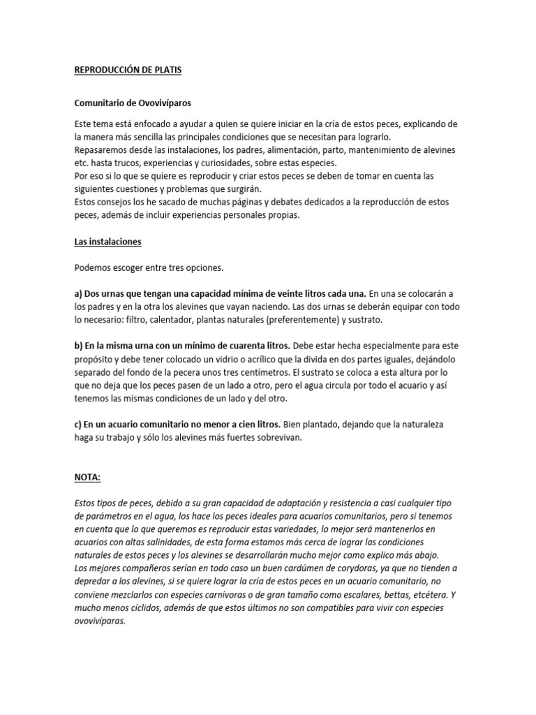 Reproducción de Platis | PDF