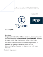 Offer Letter - Tyson Foods, Incorporated