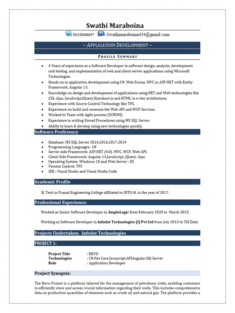 Swathi Maraboina: Software Developer Profile | PDF | J Query | World ...