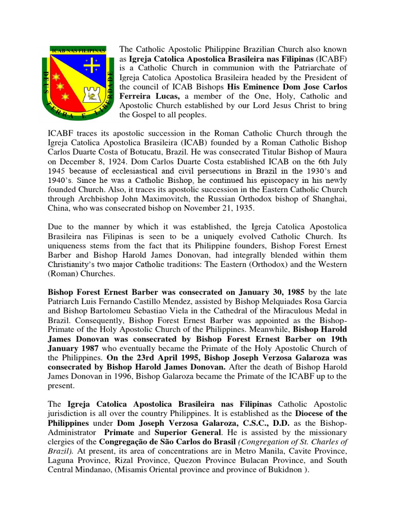 Brazilian Catholic Church in the Philippines | PDF | Catholic Church ...