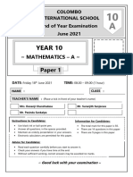 Maths Year 10 A Paper 1