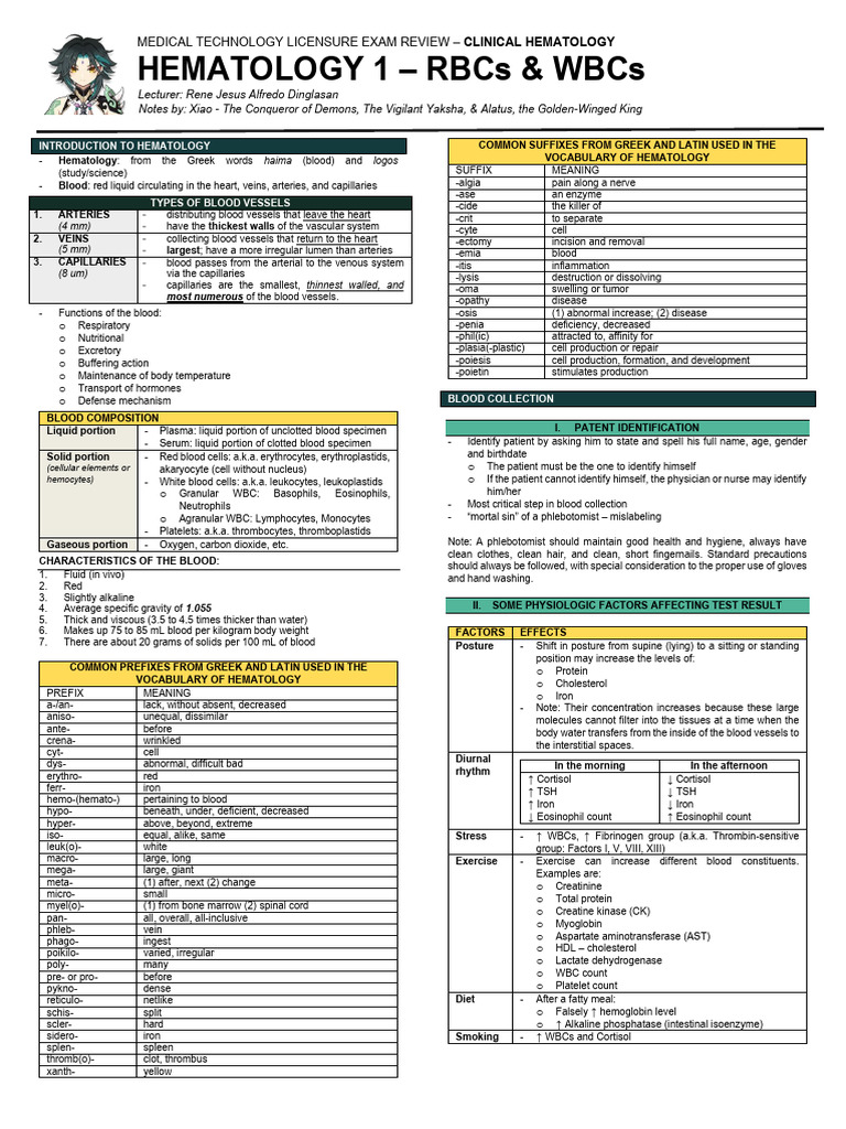 Clinical Hematology Exam Review Guide | PDF | Blood Cell | White Blood Cell