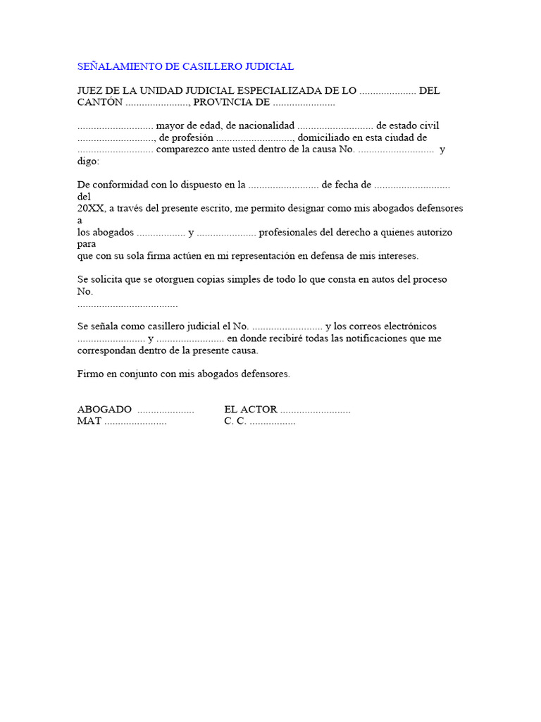 Señalamiento de Casillero Judicial PDF