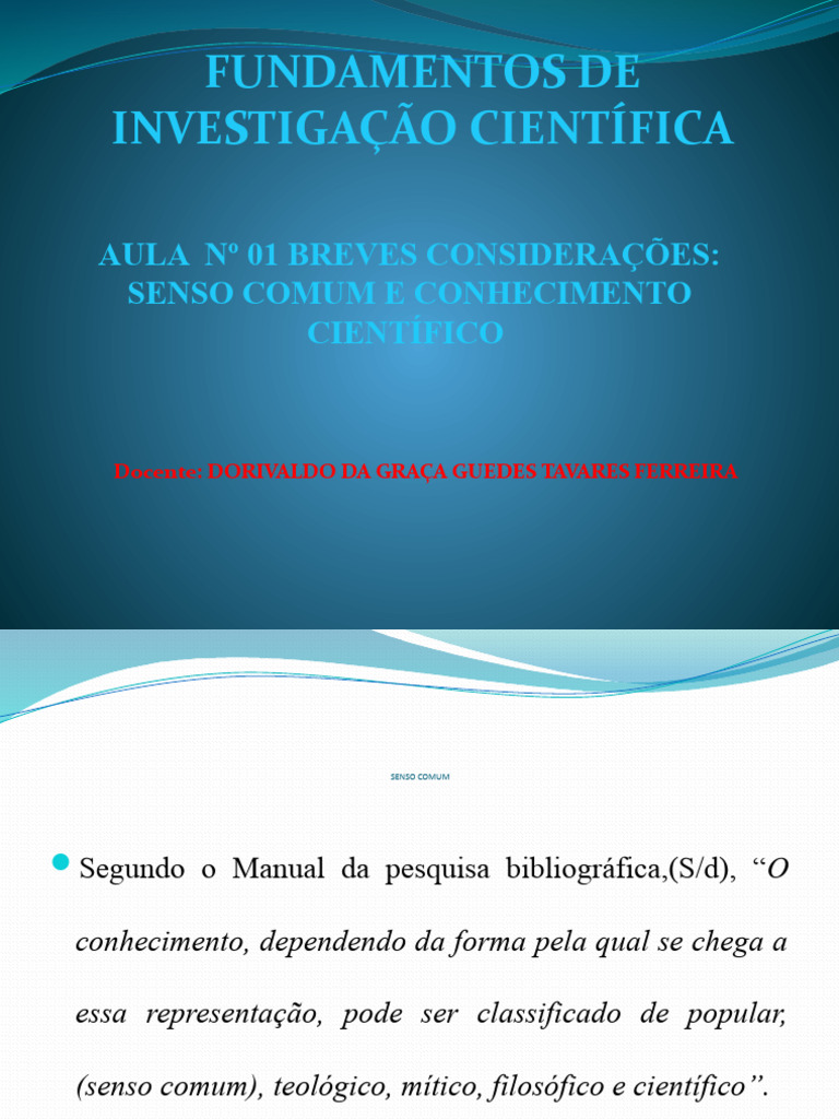 Senso Comum e Conhecimento Científico | PDF | Conhecimento | Science