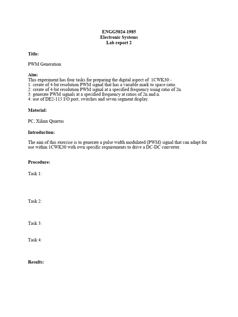 Appendix 3 - Lab Report For PWM Generation | PDF
