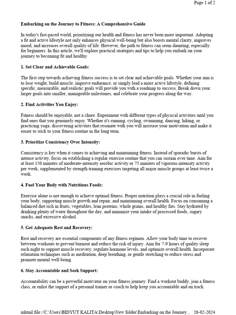 Embarking On The Journey To Fitness - A Comprehensive Guide  Download 