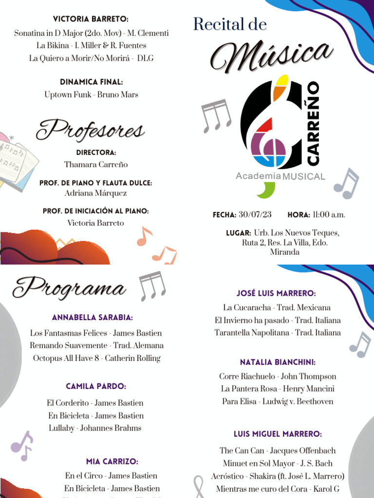 Programa de Mano - Fin de Curso (Sin Raya) | PDF