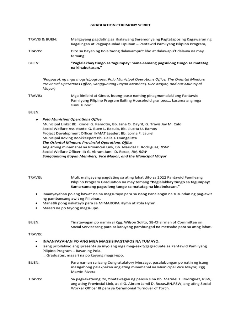 Graduation Ceremony Script | PDF