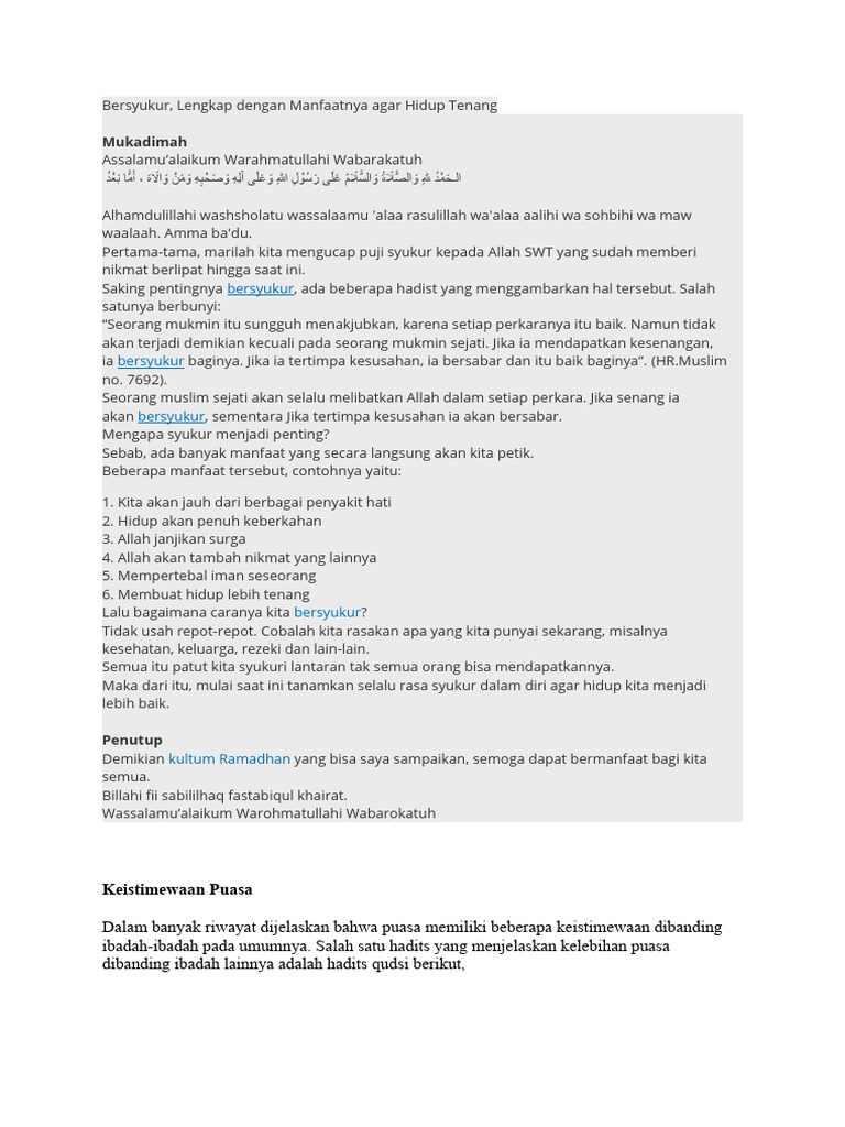 Contoh-Contoh Kultum Singkat | PDF