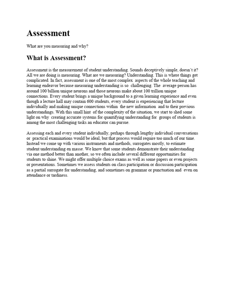 Understanding Assessment Types | PDF | Educational Assessment | Learning