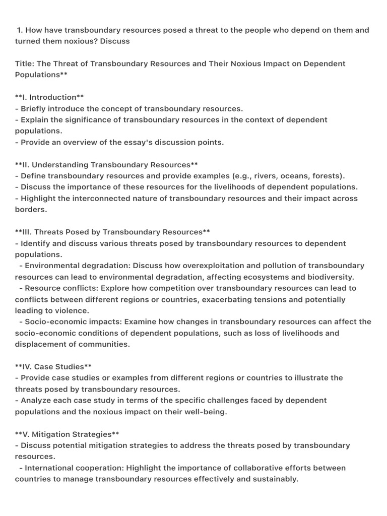 Transboundary Resource Threats | PDF | Sustainability | Economy And The ...