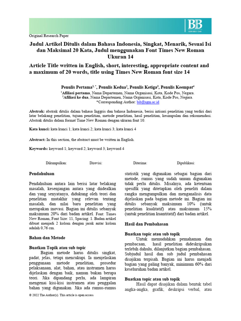 Panduan Format Penulisan Jurnal Biologi | PDF