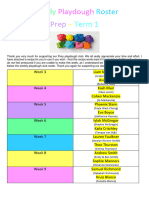 Prep Weekly Playdough Roster Term 1