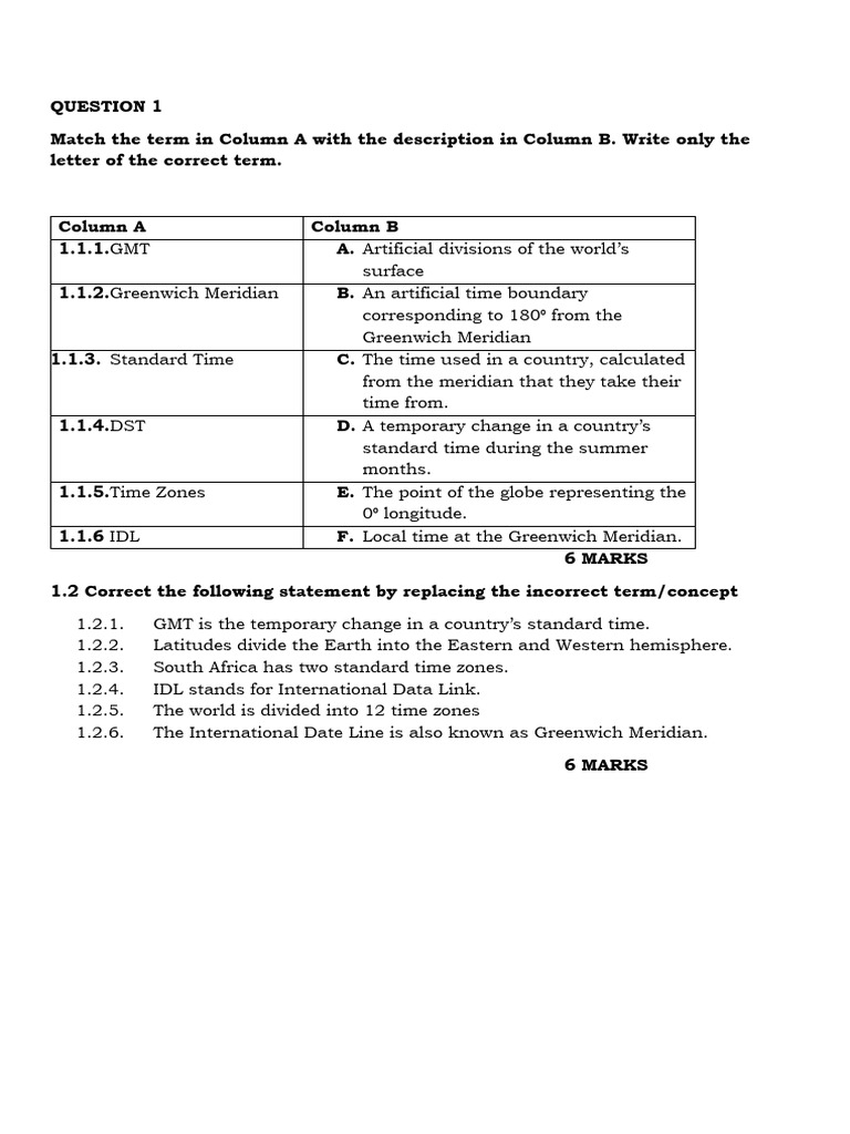 Time Zone, Travel Doc, Health and Safety Test PDF Daylight Saving