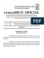 LEY DE INGRESOS DEL MUNICIPIO DE ATLIXCO, para El Ejercicio Fiscal 2023.