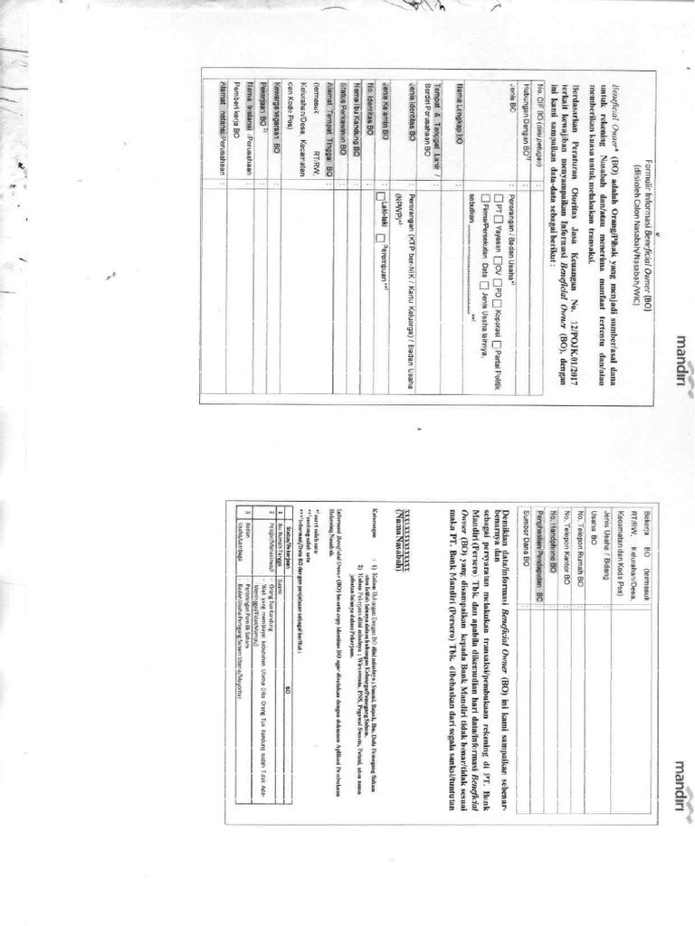 Form BO Untuk PIP | PDF