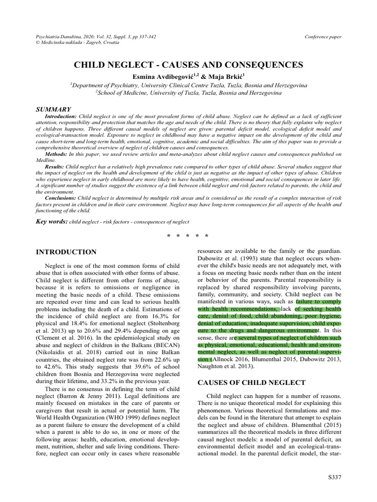 Causes and Consequences of Child Neglect | PDF | Child Neglect | Child ...