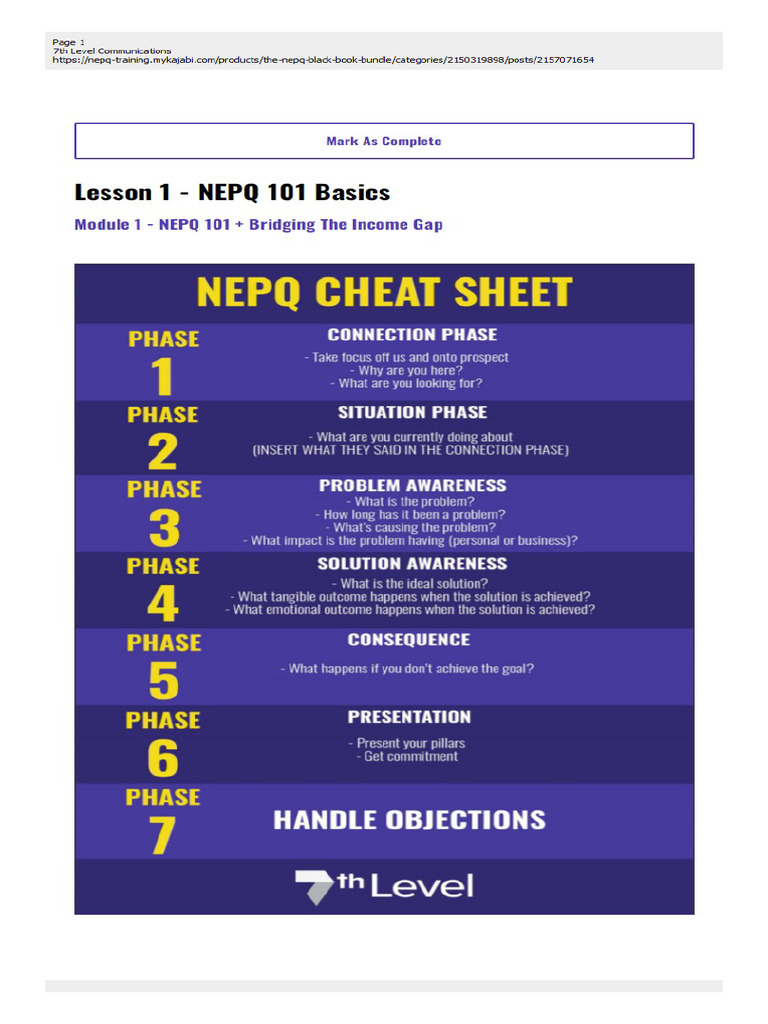 Lesson 1 - NEPQ 101 Basics | PDF