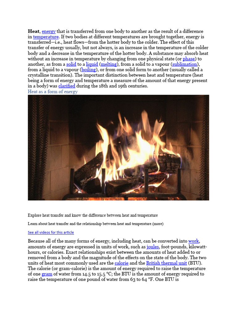 Heat Energy Pdf Heat Temperature
