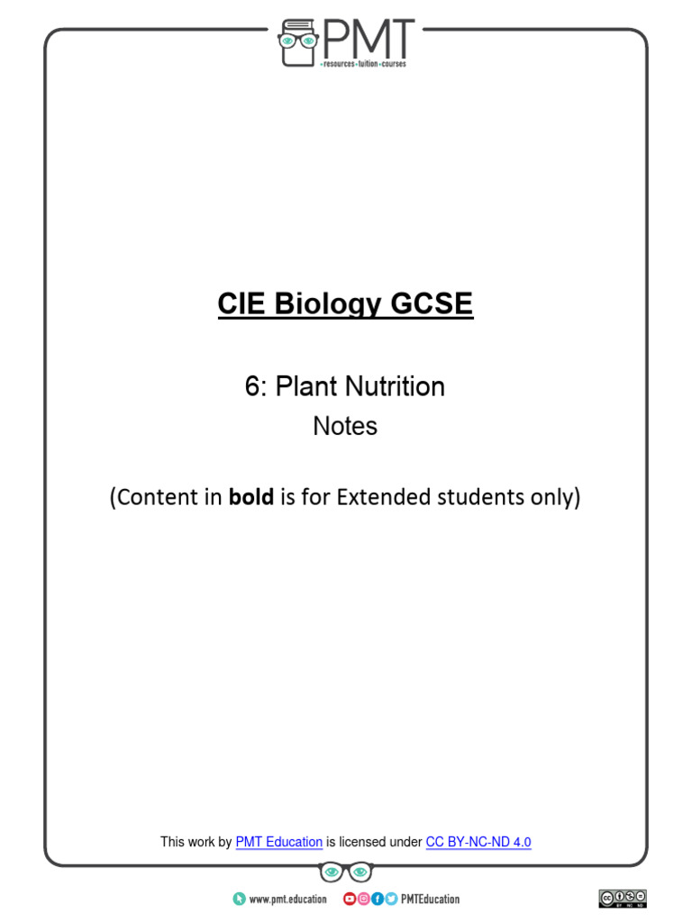 Plant Nutrition Summary Notes | PDF | Photosynthesis | Stoma