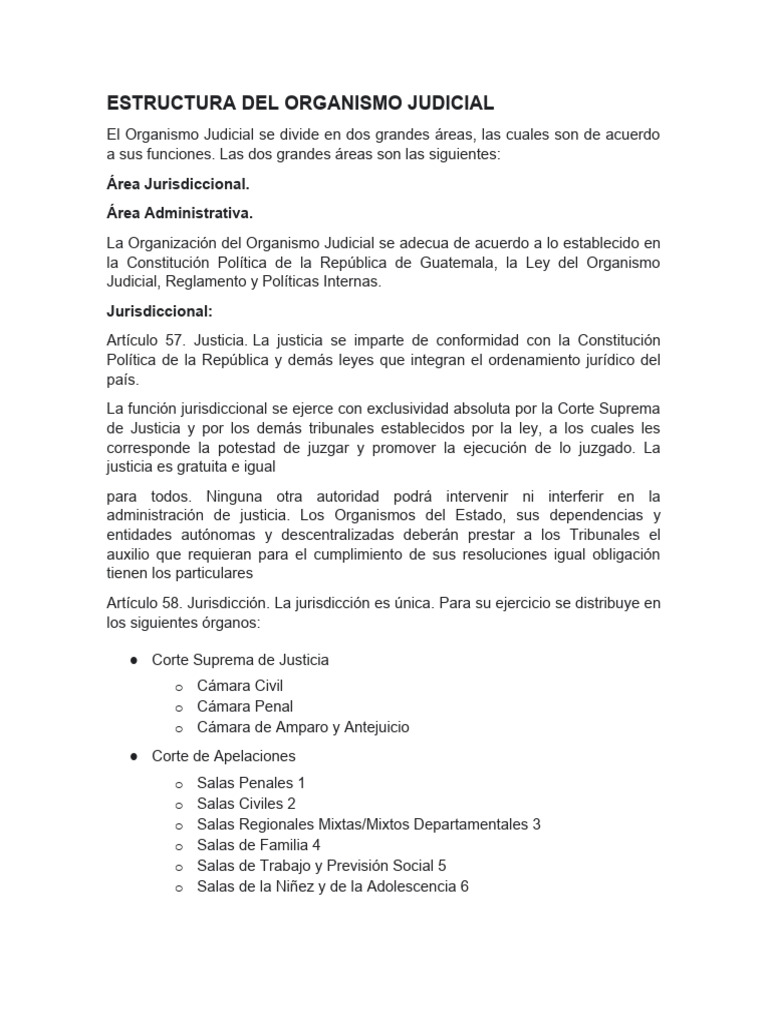 Estructura del Organismo Judicial en Guatemala | PDF | Judicaturas ...