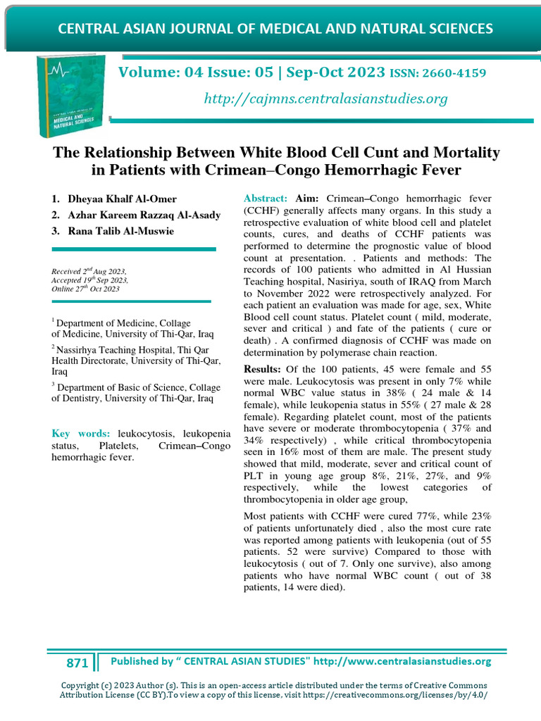 871-880 The Relationship Between White Blood Cell Cunt and | PDF ...