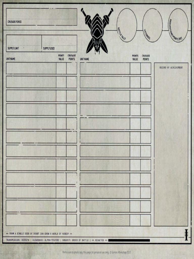 Blank Order of Battle | PDF