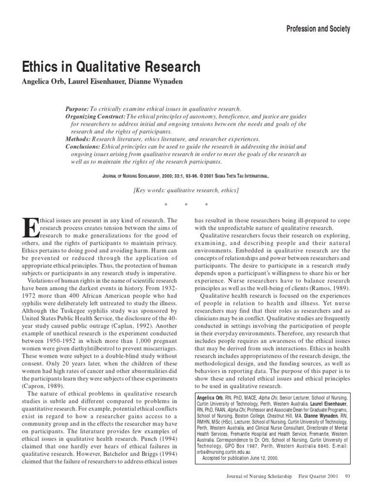 Ethical Principles in Qualitative Research | PDF | Informed Consent ...
