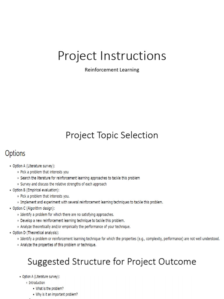 Reinforcement Learning Project Guide | PDF | Art